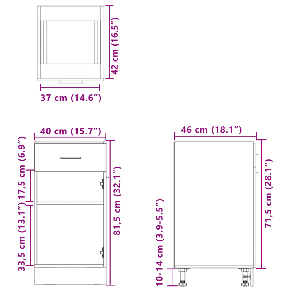 Unterschrank Lyon Weiß 60x46x81,5 cm Holzwerkstoff