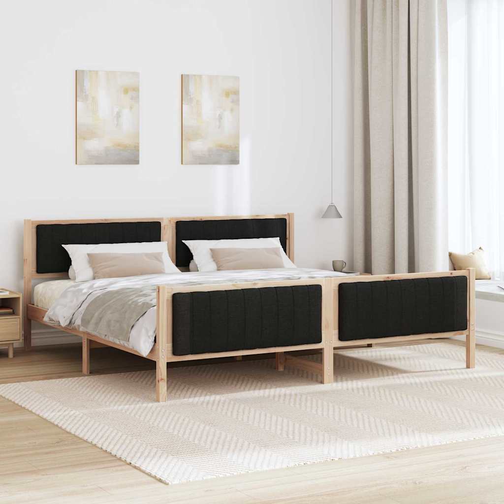 Bettgestell Braun und hellgrau 200 x 200 cm Massivholz Kiefer