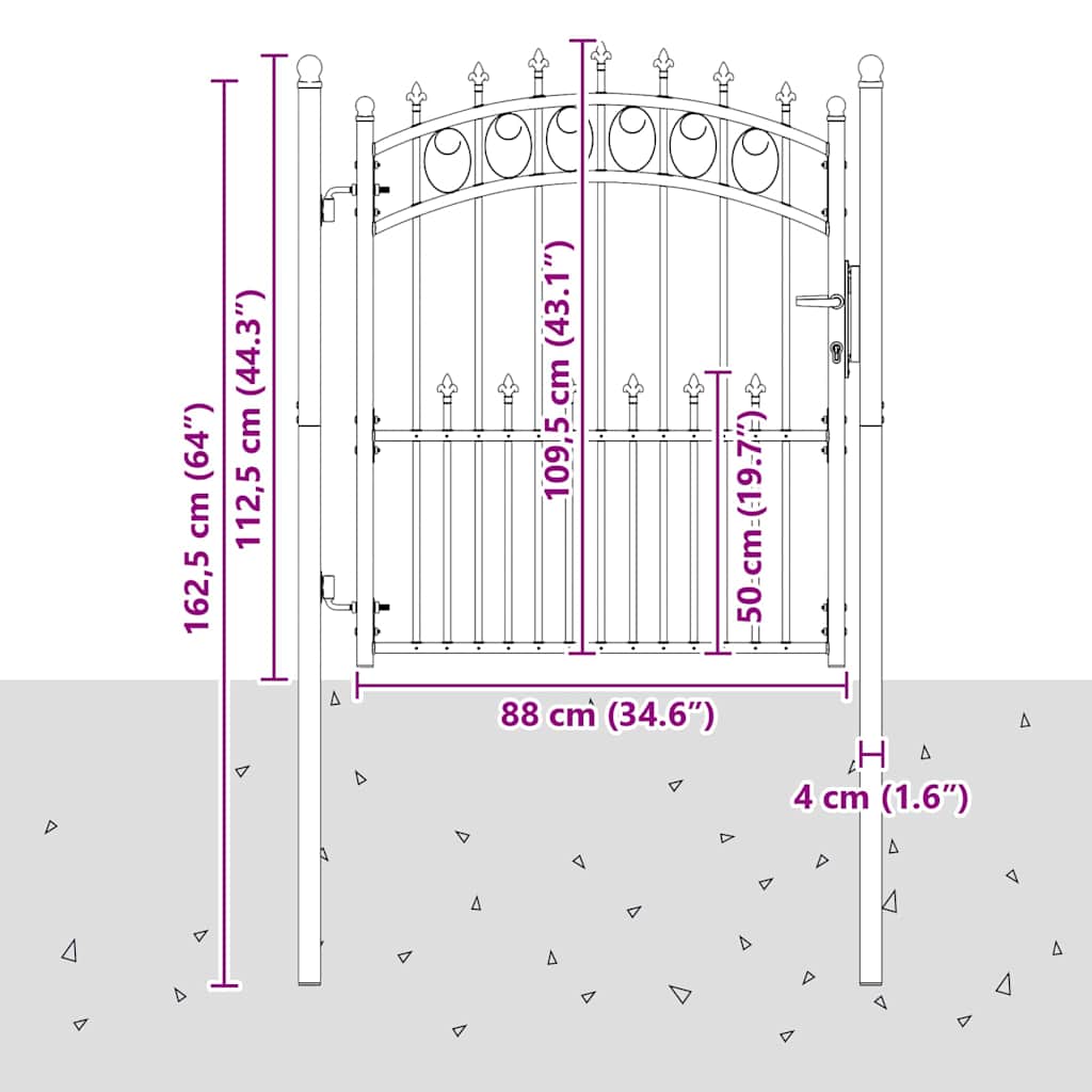 Zauntor EMMEN mit Spikes Stahl 104 x 97 cm Grün