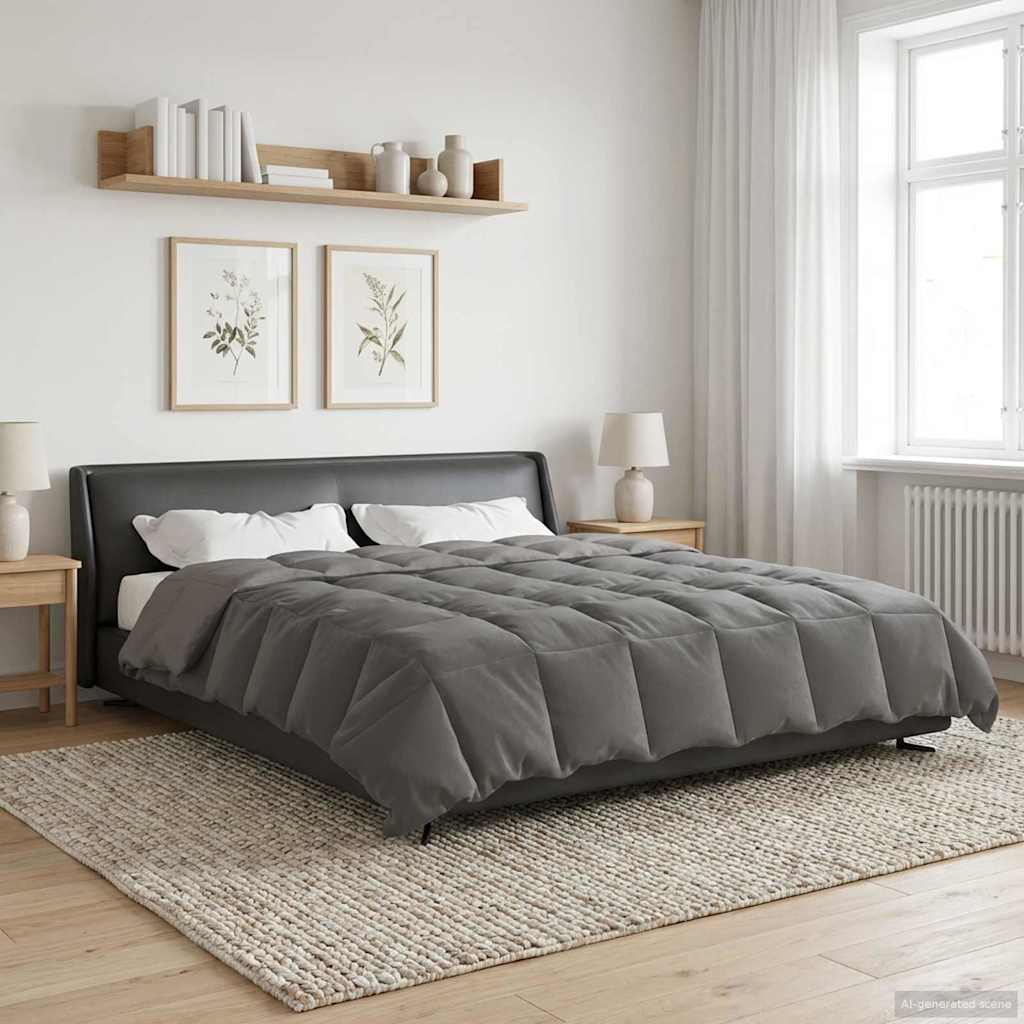 Winterbettdecke Gepolstert Anthrazit 240 x 260 cm Mikrofaser