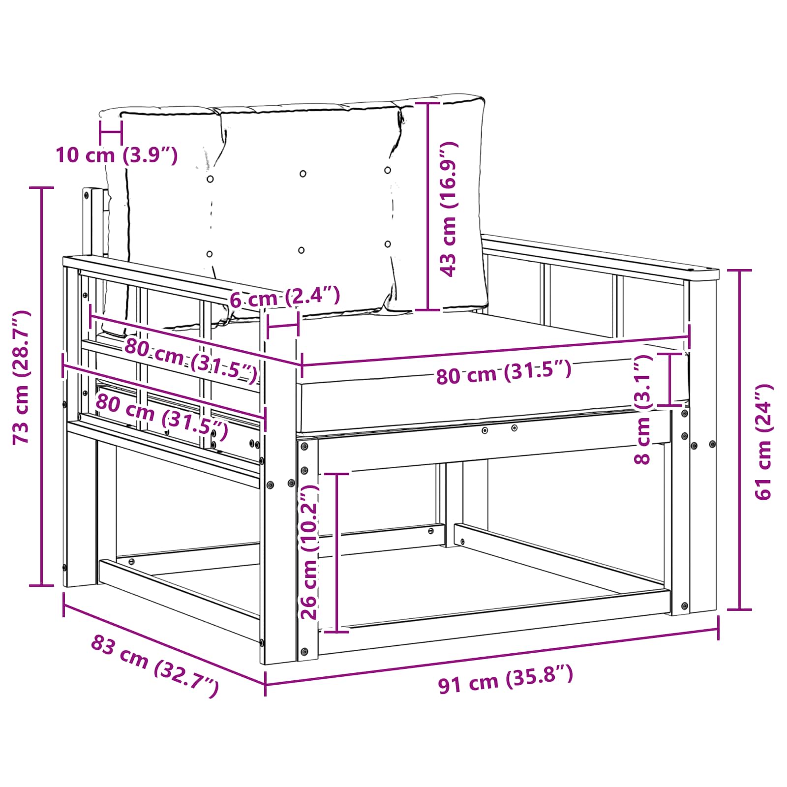 Outdoor Mittelsofa Natur