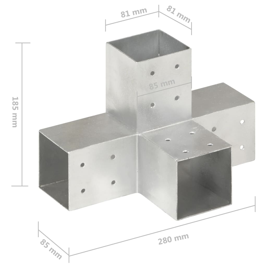Pfostenverbinder L-Form Verzinktes Metall 71 x 71 mm