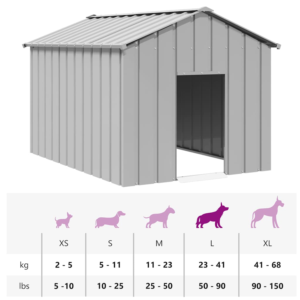 Hundehütte mit Dach 131x101x102 cm Verzinkter Stahl