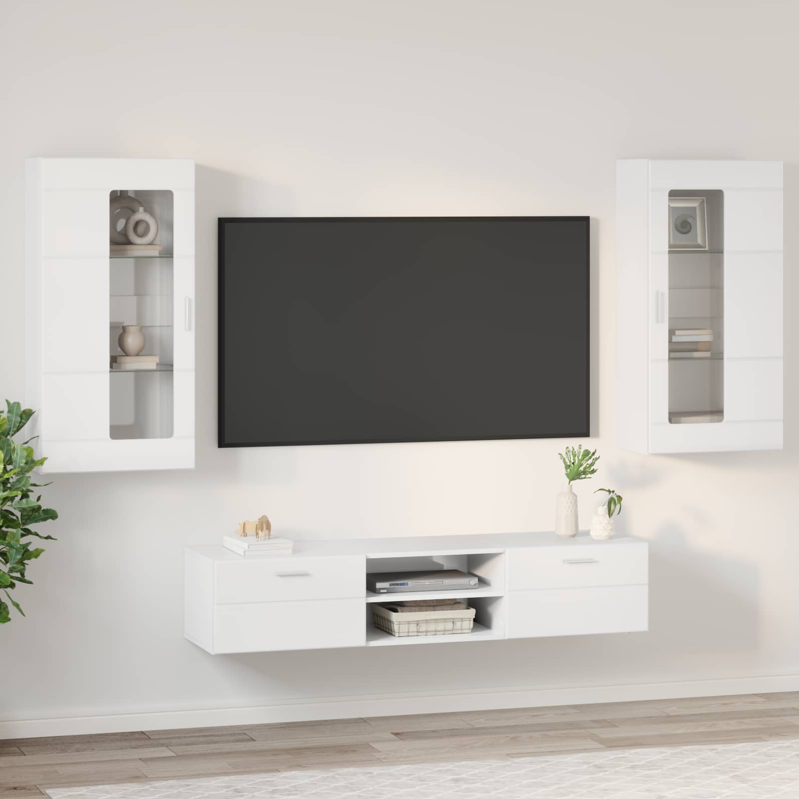 Highboard mit Regal FLORIN Weiß 60 x 35 x 182 cm Holzwerkstoff