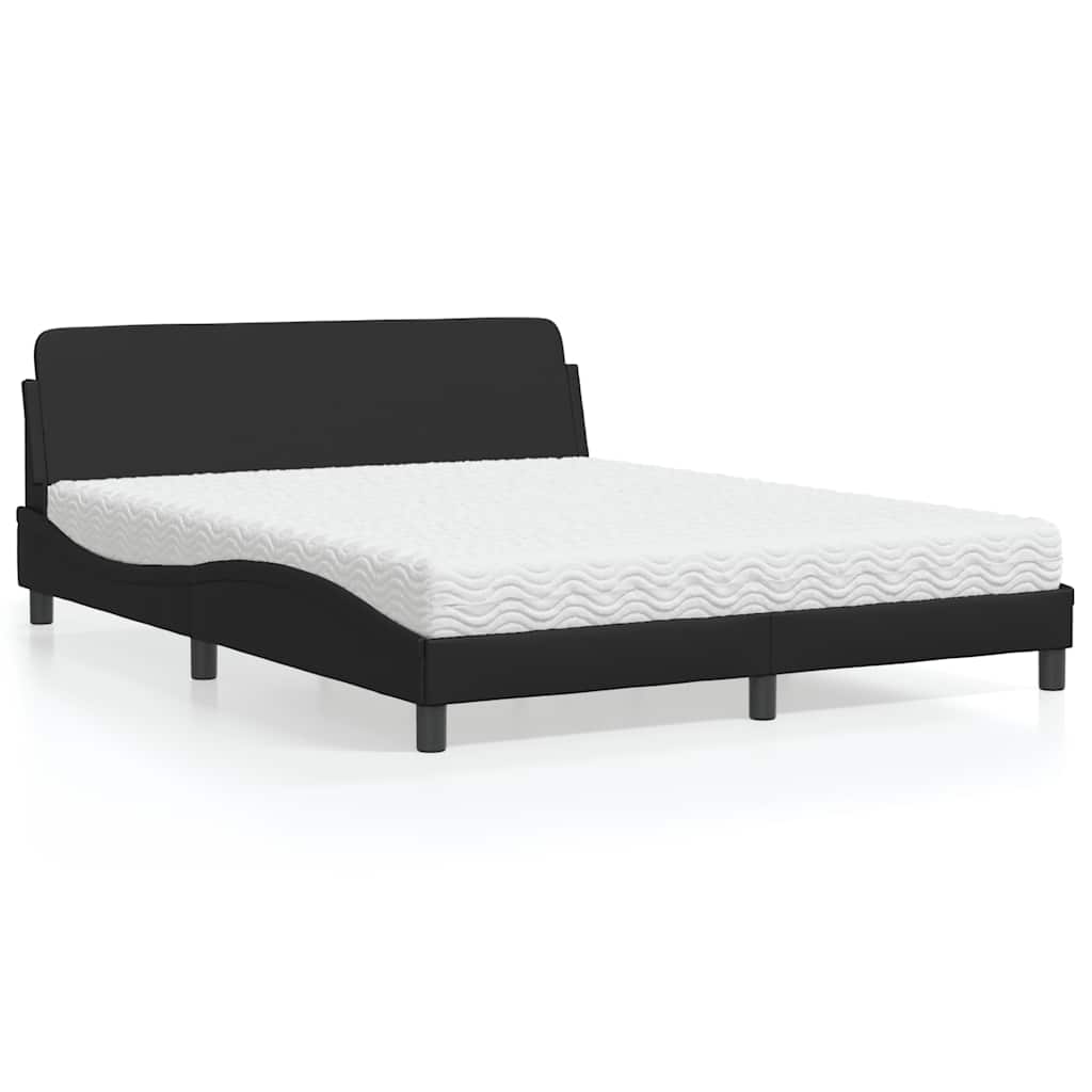 Bett mit Matratze "Dover" Schwarz 80x200 cm Kunstleder