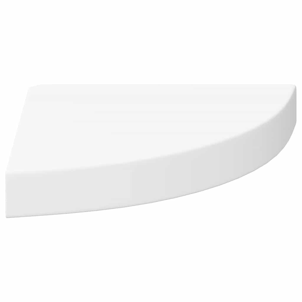 Schwebende Eckregale 2 Stk. Hochglanz-Weiß 25x25x3,8 cm MDF