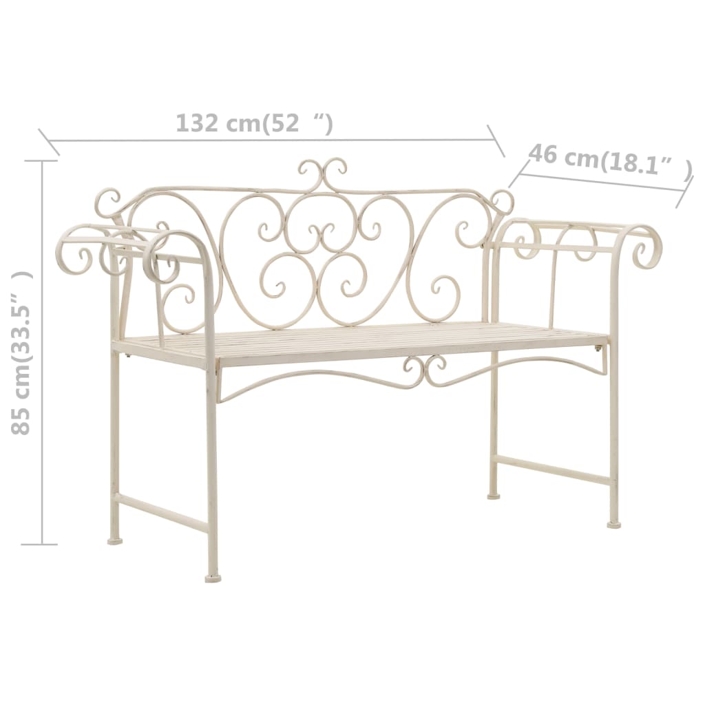 Gartenbank 132 cm Stahl Antik Braun