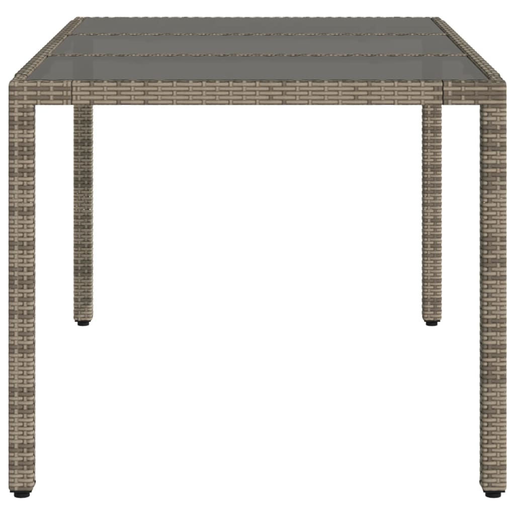 Gartentisch 150x90x75 cm Hartglas und Poly Rattan Schwarz