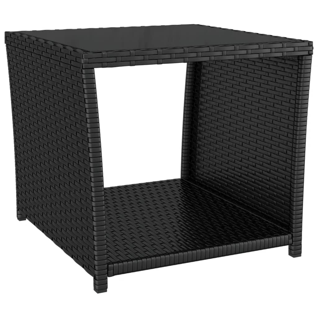 Beistelltisch mit Holzplatte Grau Poly Rattan & Akazienholz