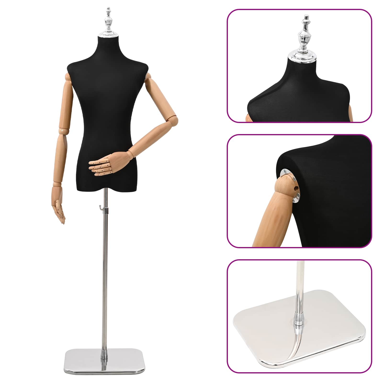 Verstellbare Mannequin 165-213 cm mit Fuß Weiblich PP Weiß