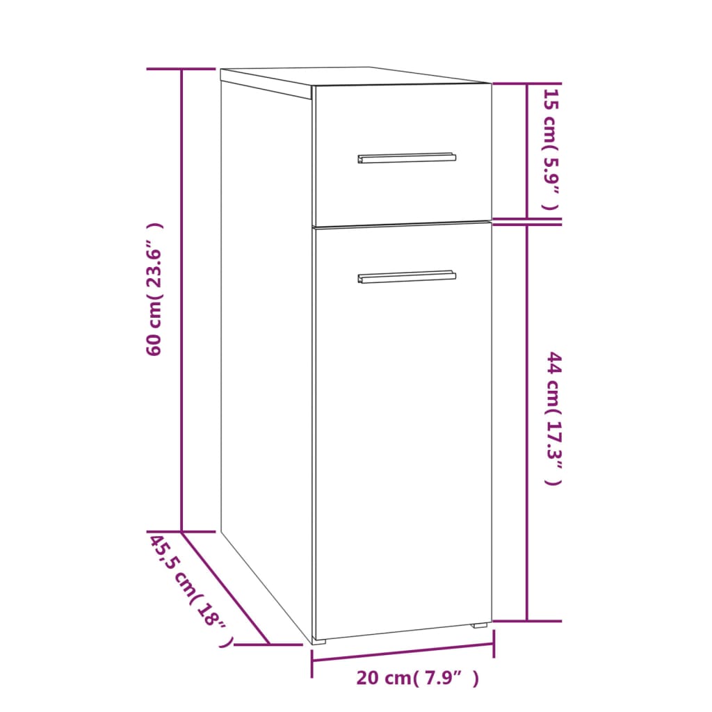 Apothekerschrank Weiß 20x45,5x60 cm Holzwerkstoff