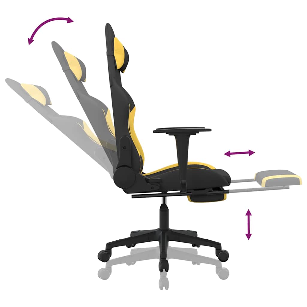 Gaming-Stuhl mit Massagefunktion Schwarz und Creme Stoff