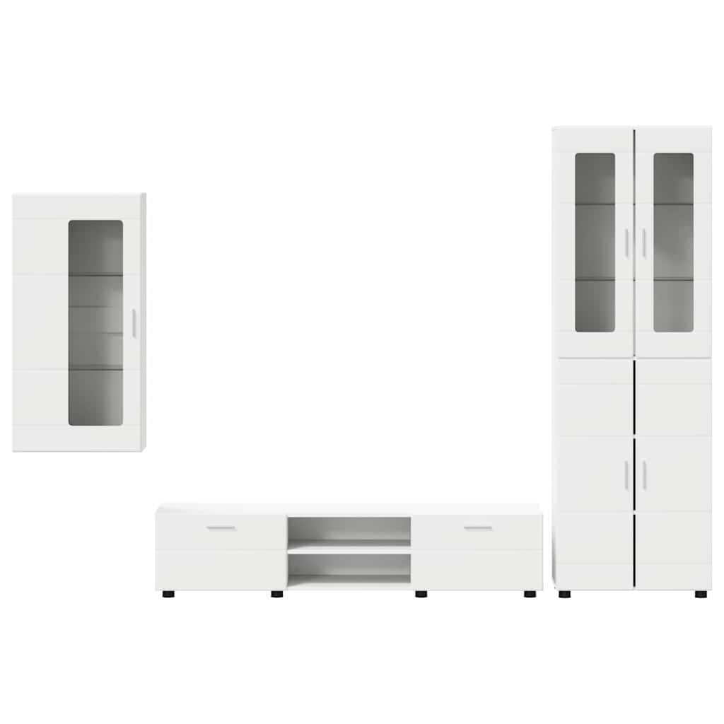 Highboard mit Regal FLORIN Weiß 60 x 35 x 182 cm Holzwerkstoff