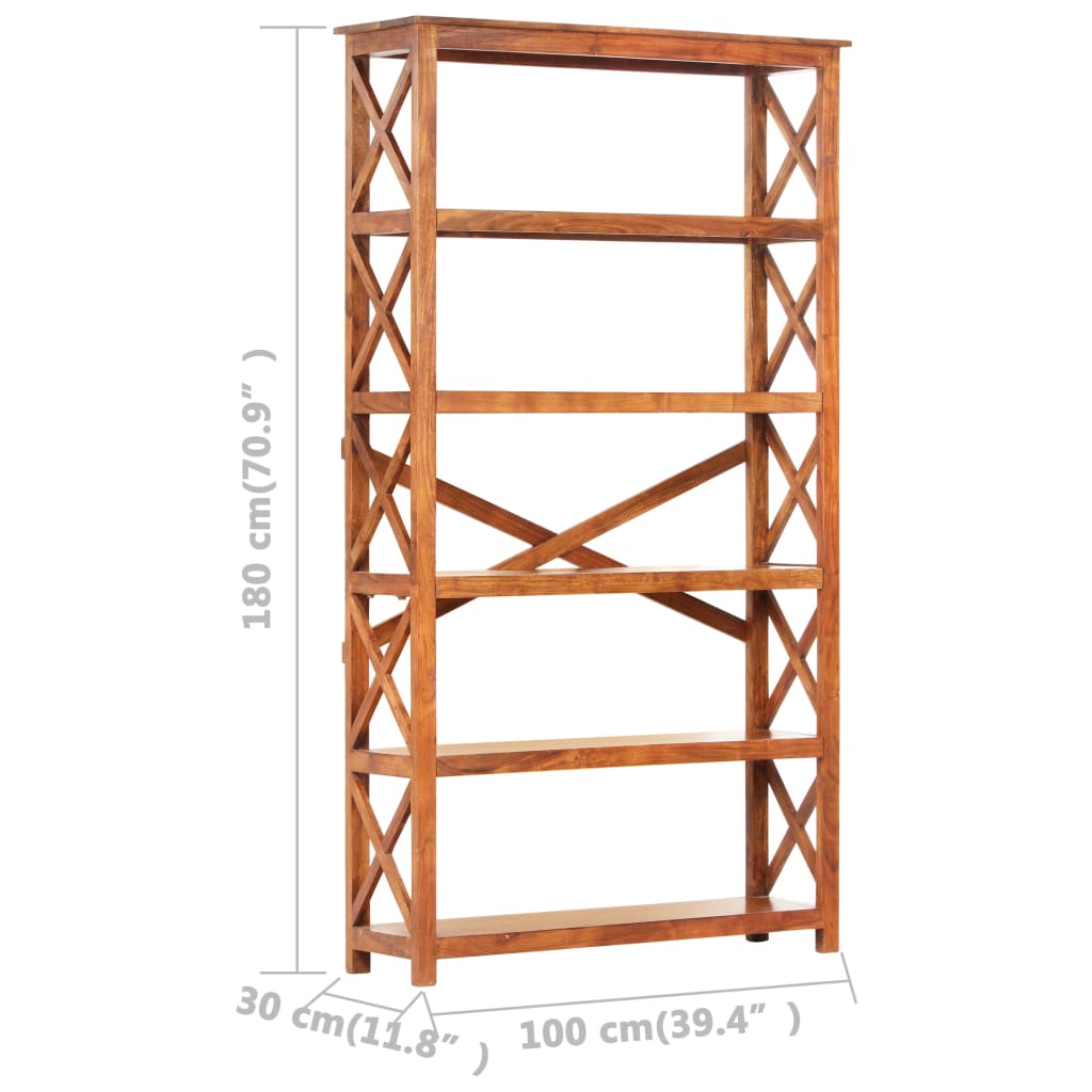 Bücherregal 60x30x160 cm Massivholz mit Honigfarbenem Finish