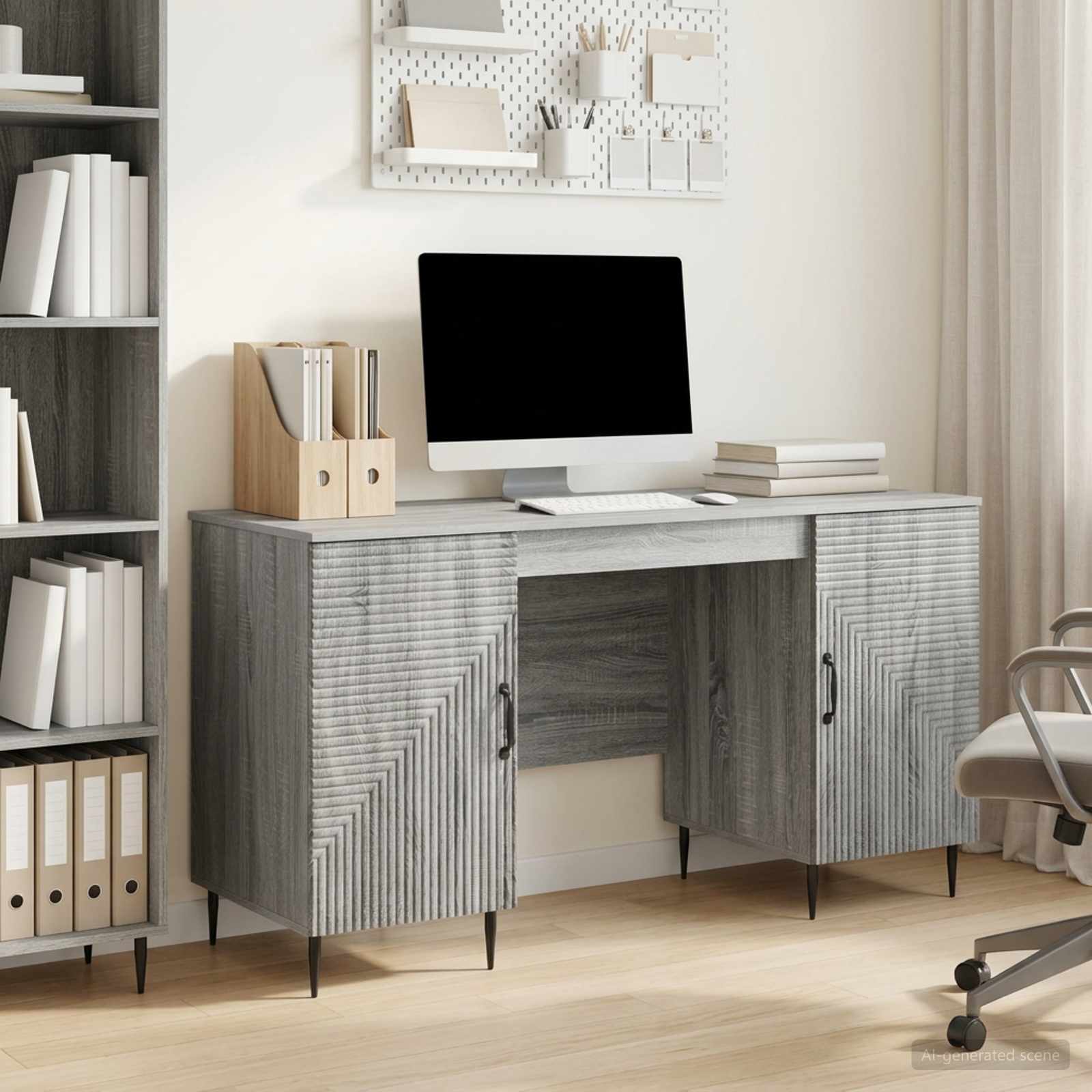 Schreibtisch mit Regal Schwarz 142,5 x 50 x 75 cm Holzwerkstoff
