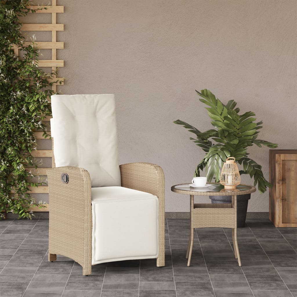 Gartensessel mit Fußteil Verstellbar Schwarz Poly Rattan