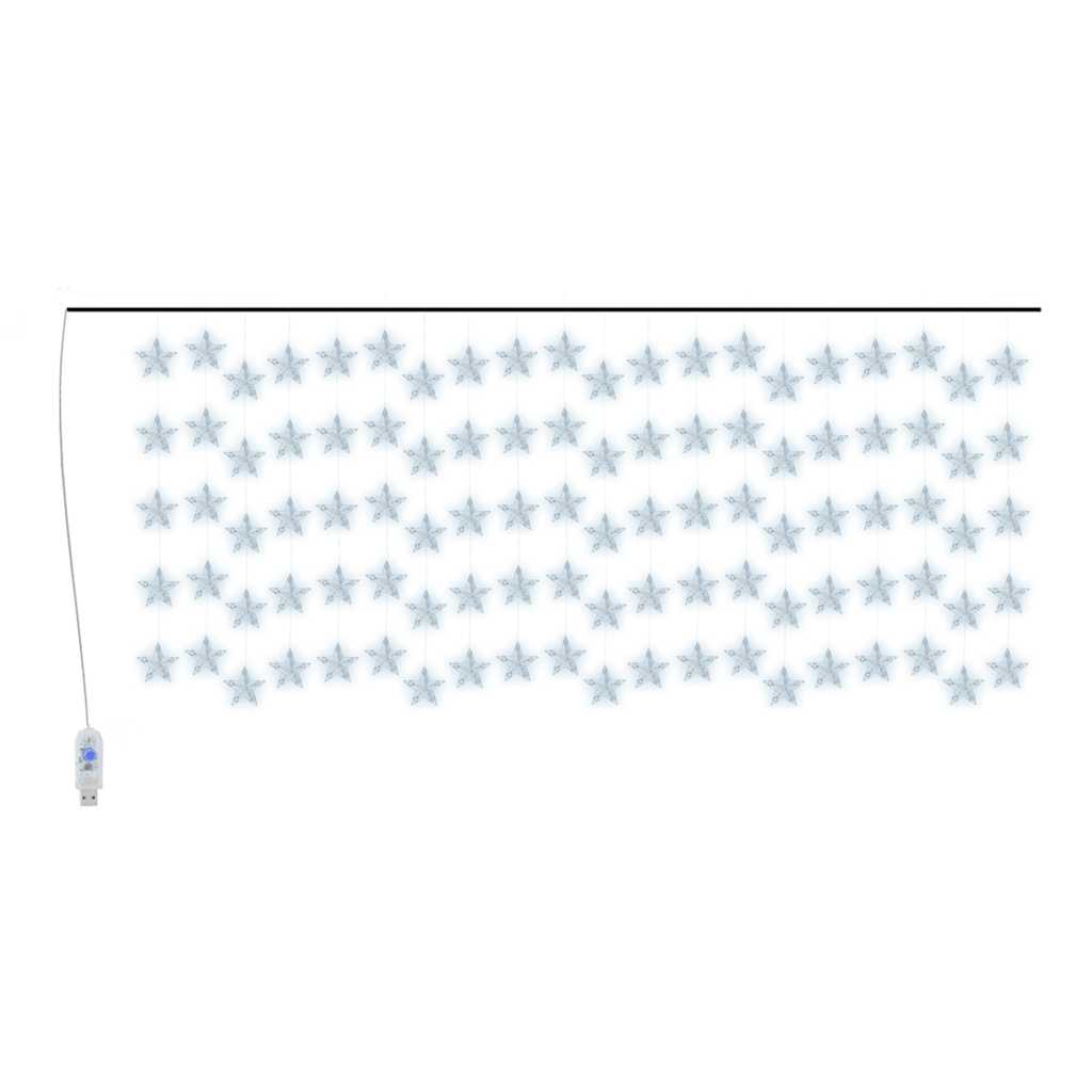 LED Sternenvorhang Lichterkette 200 LED Kaltweiß 8 Funktionen