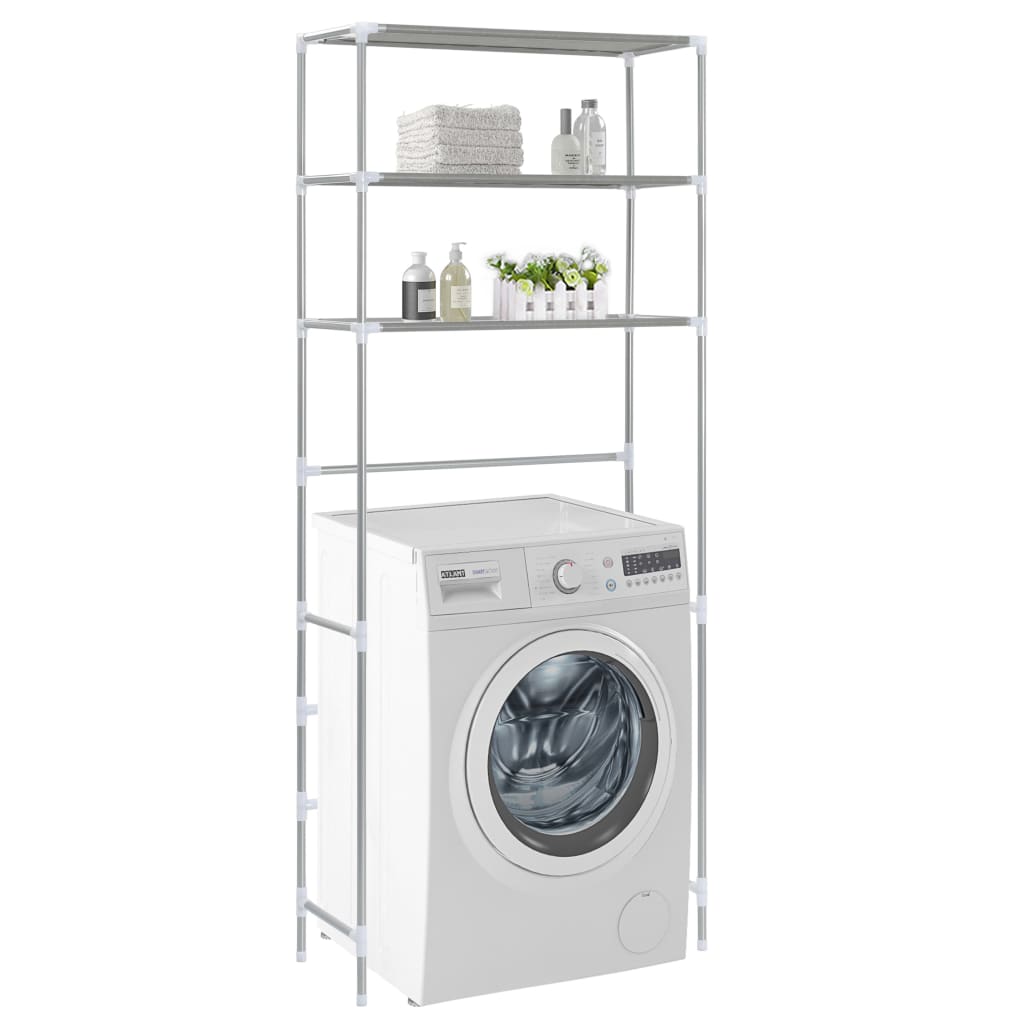 Toilettenregal 3 Ablagen Silbern 53x28x169 cm