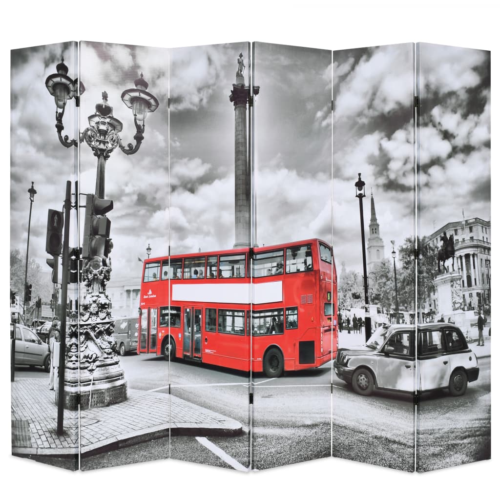 Raumteiler klappbar 120 x 170 cm London Bus Schwarz-Weiß