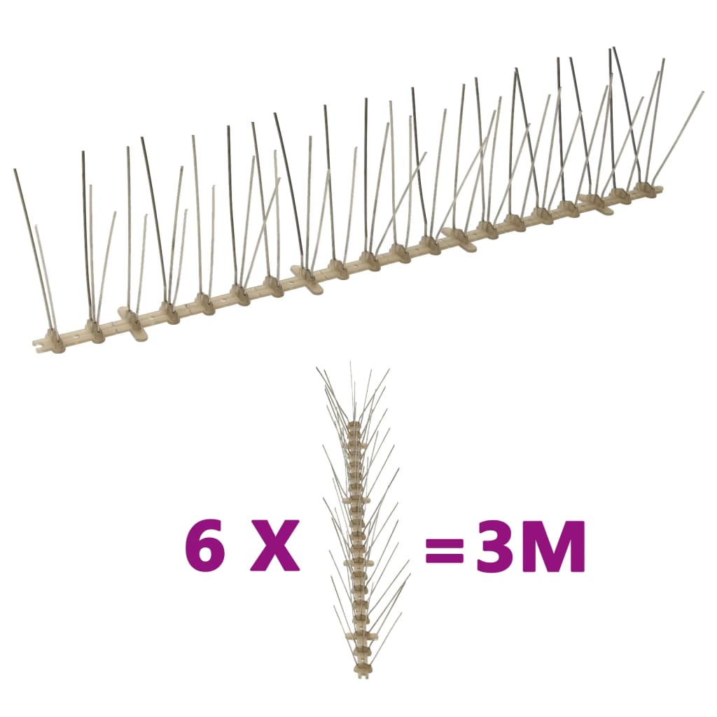 20-tlg. Vogelabwehr-Spikes-Set 10 m Kunststoff 2-reihig