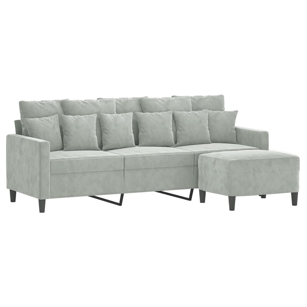 3-Sitzer-Sofa mit Hocker Rosa 180 cm Samt