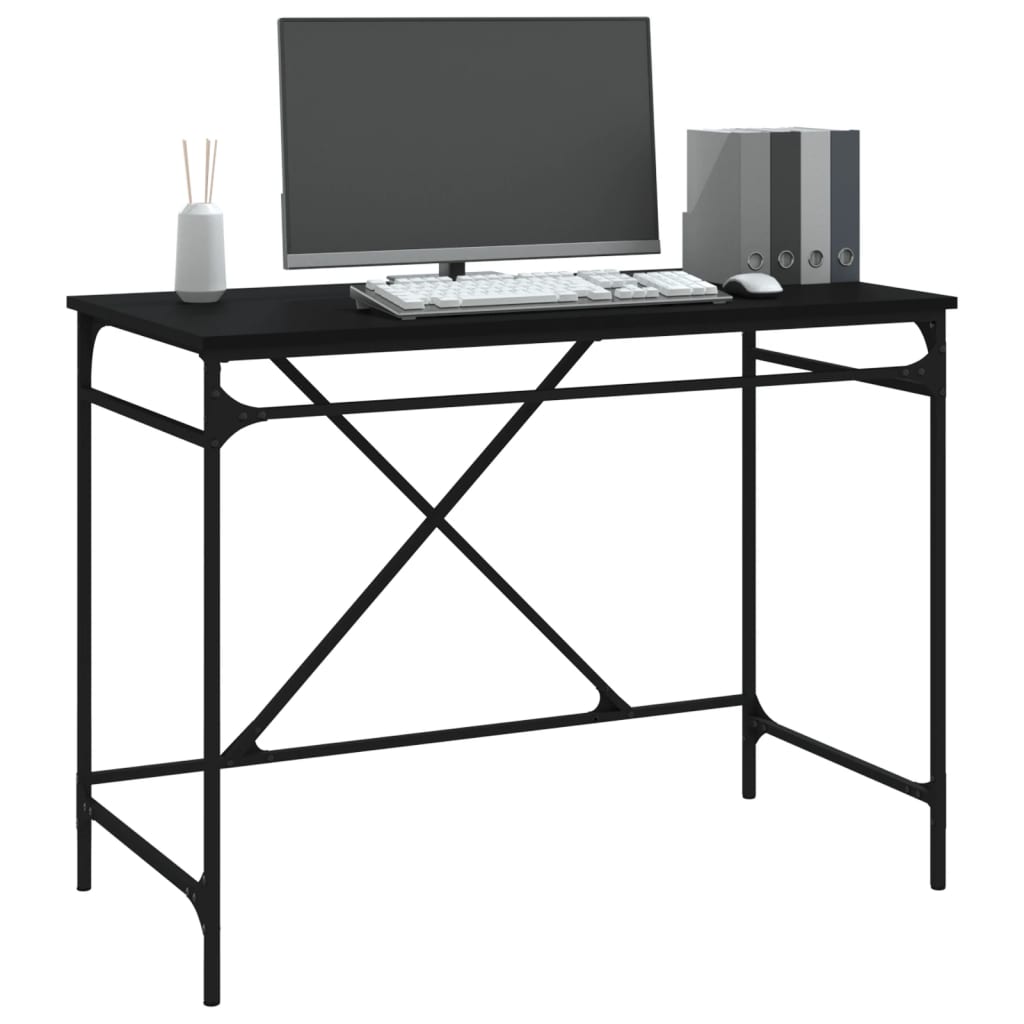 Schreibtisch Räuchereiche 100x50x75 cm Holzwerkstoff und Eisen