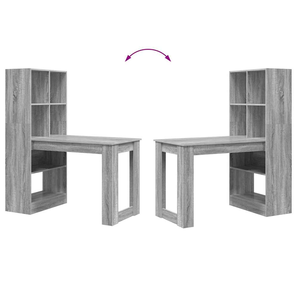 Schreibtisch mit Regal Schwarz Eichen-Optik 122 x 67 x 145 cm