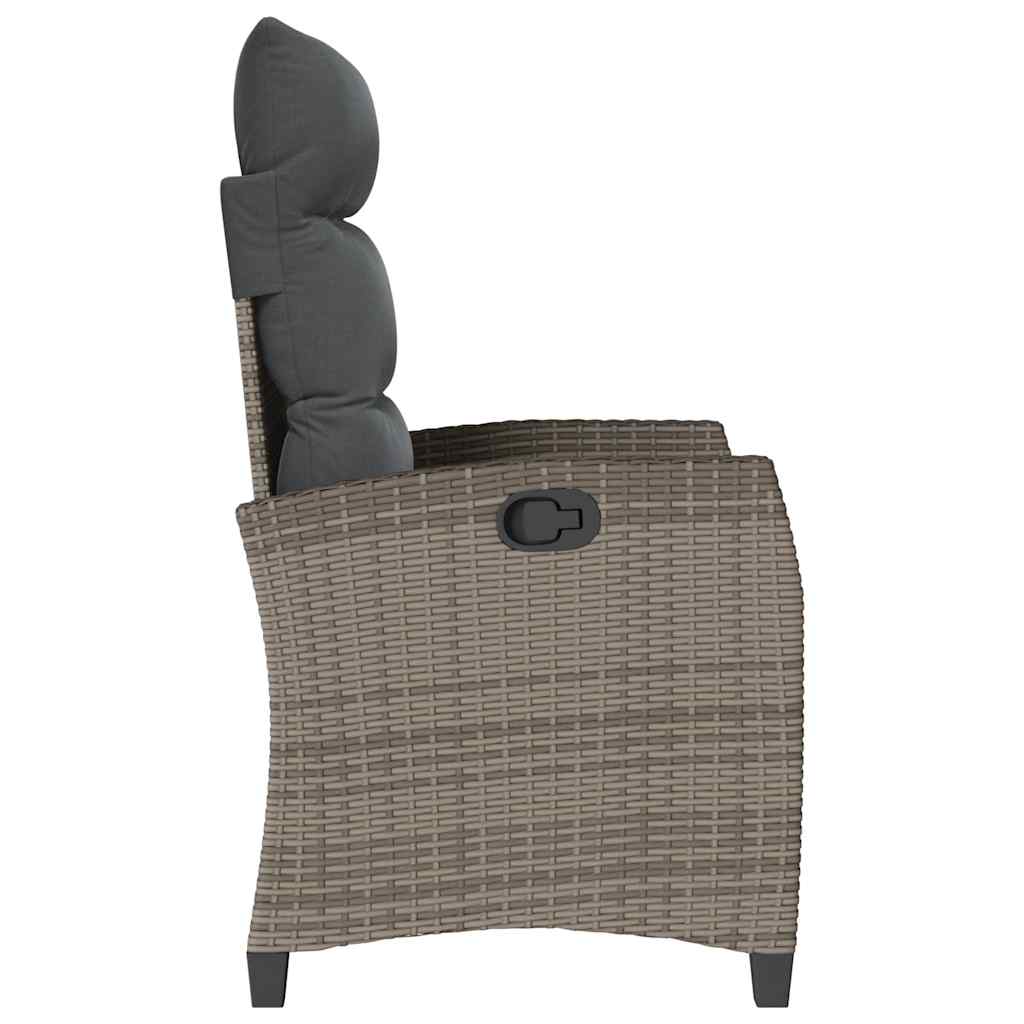 Gartensessel mit Beistelltisch Verstellbar Schwarz Poly Rattan
