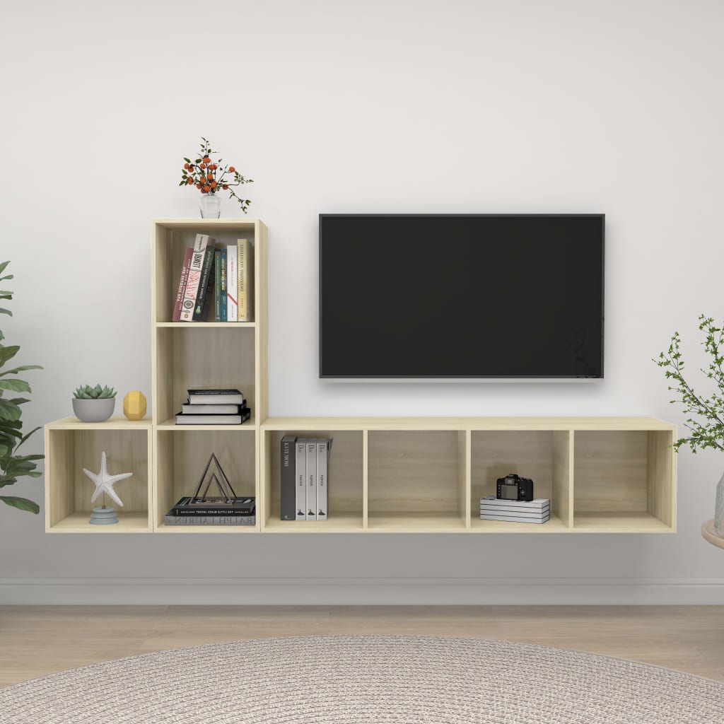 3-tlg. TV-Schrank-Set Grau Holzwerkstoff