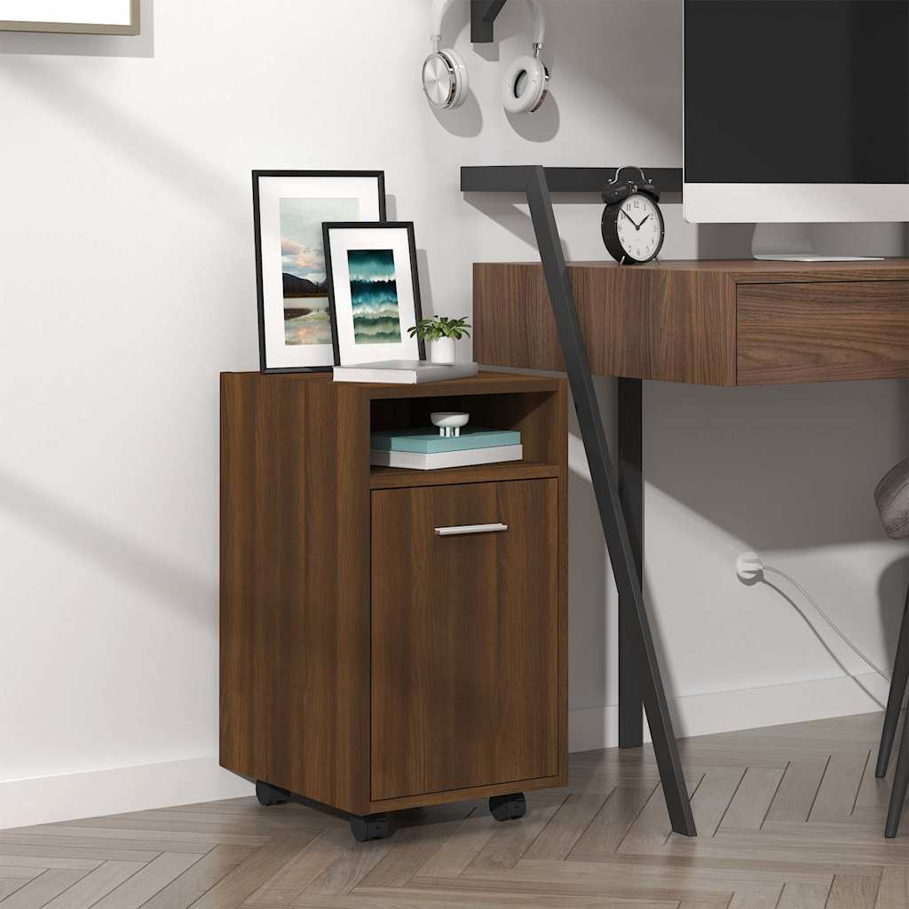 Beistellschrank mit Rollen Weiß 33x38x60 cm Holzwerkstoff