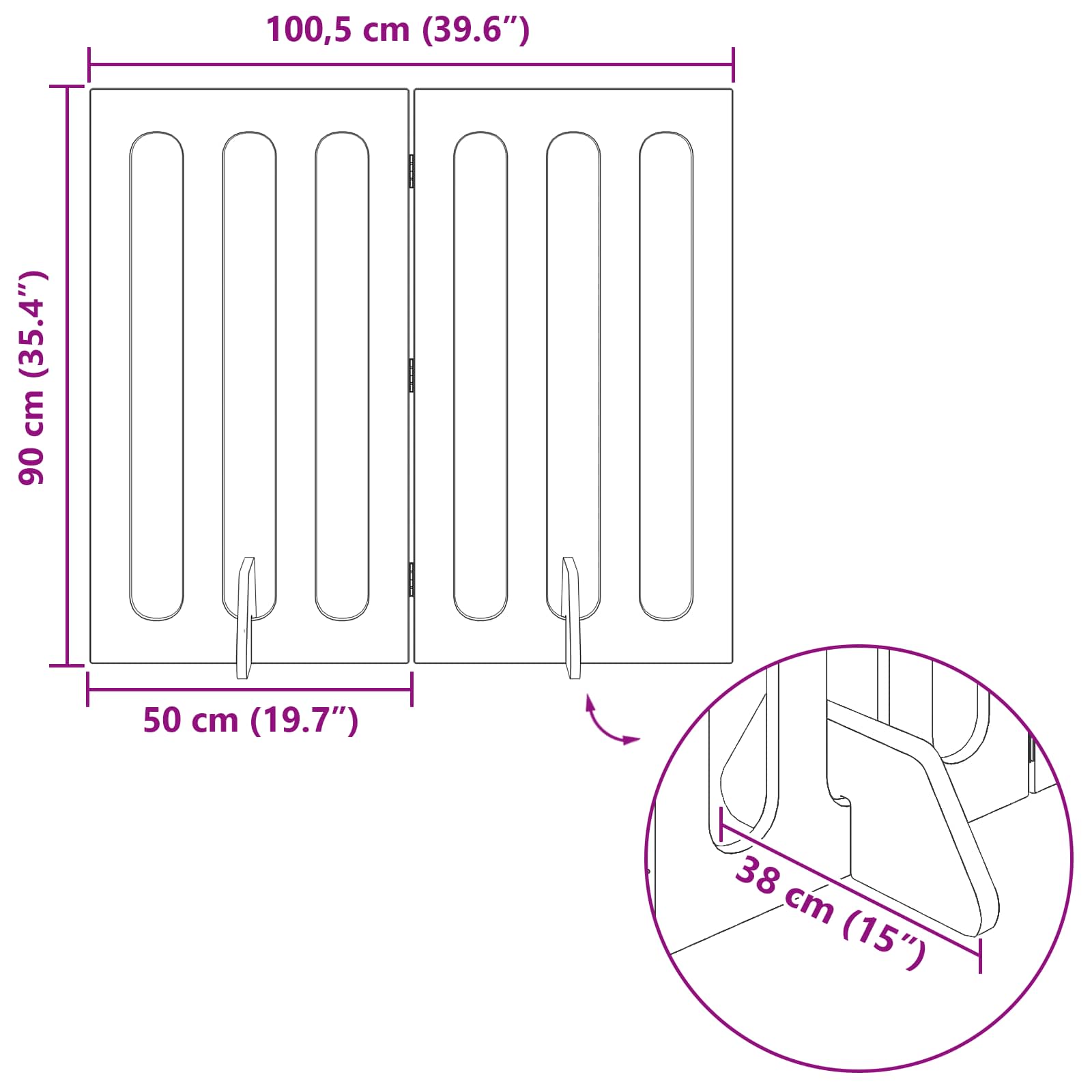 Faltbarer Haustierzaun 2 pcs Weiß 100,5 x 38 x 70 cm