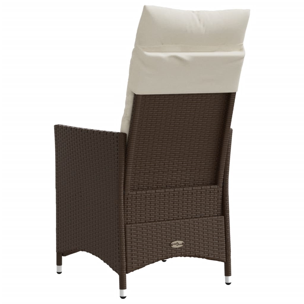 Gartensessel Verstellbar mit Kissen Schwarz Poly Rattan