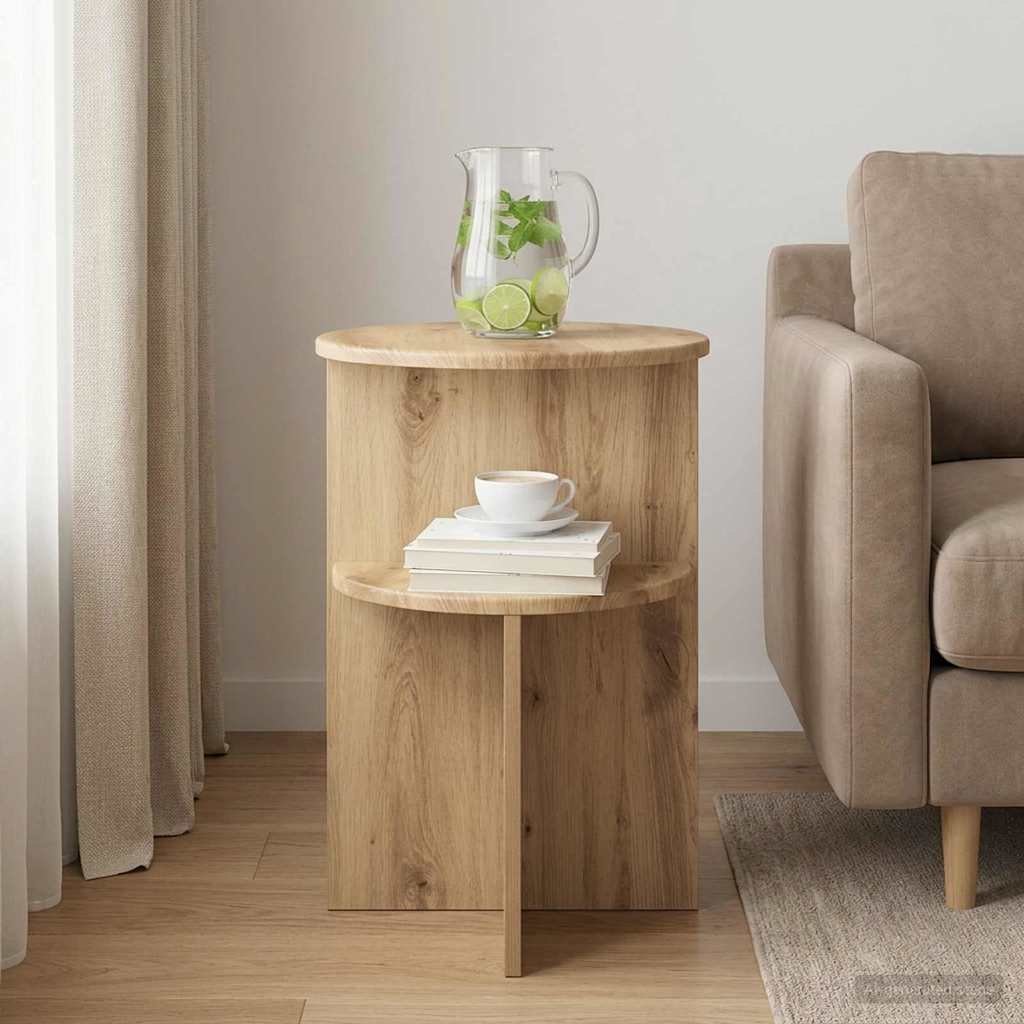 Beistelltisch mit Speicher Weiß Ø 39,5 x 55 cm Holzwerkstoff