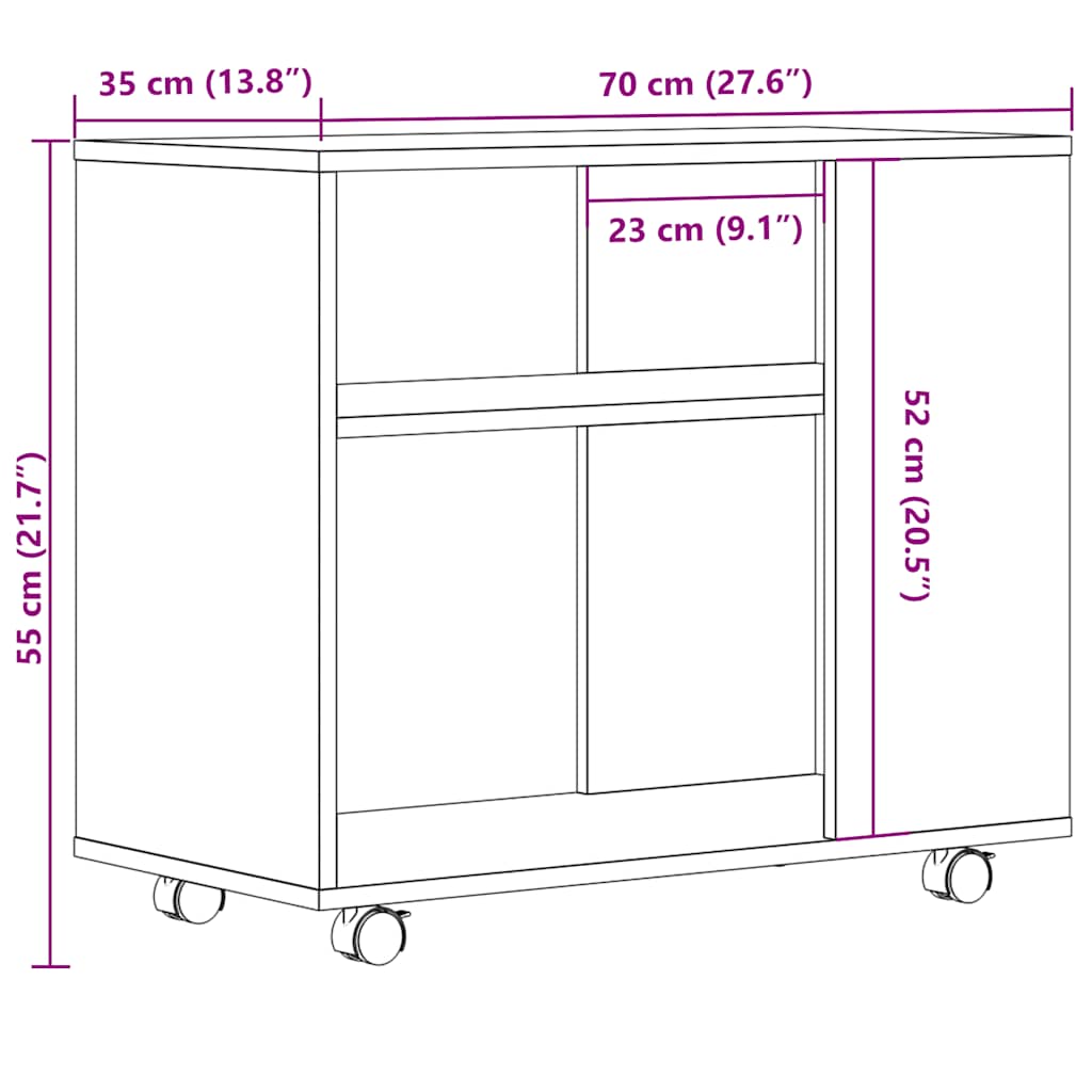 Beistelltisch Weiß 70x35x55 cm Holzwerkstoff