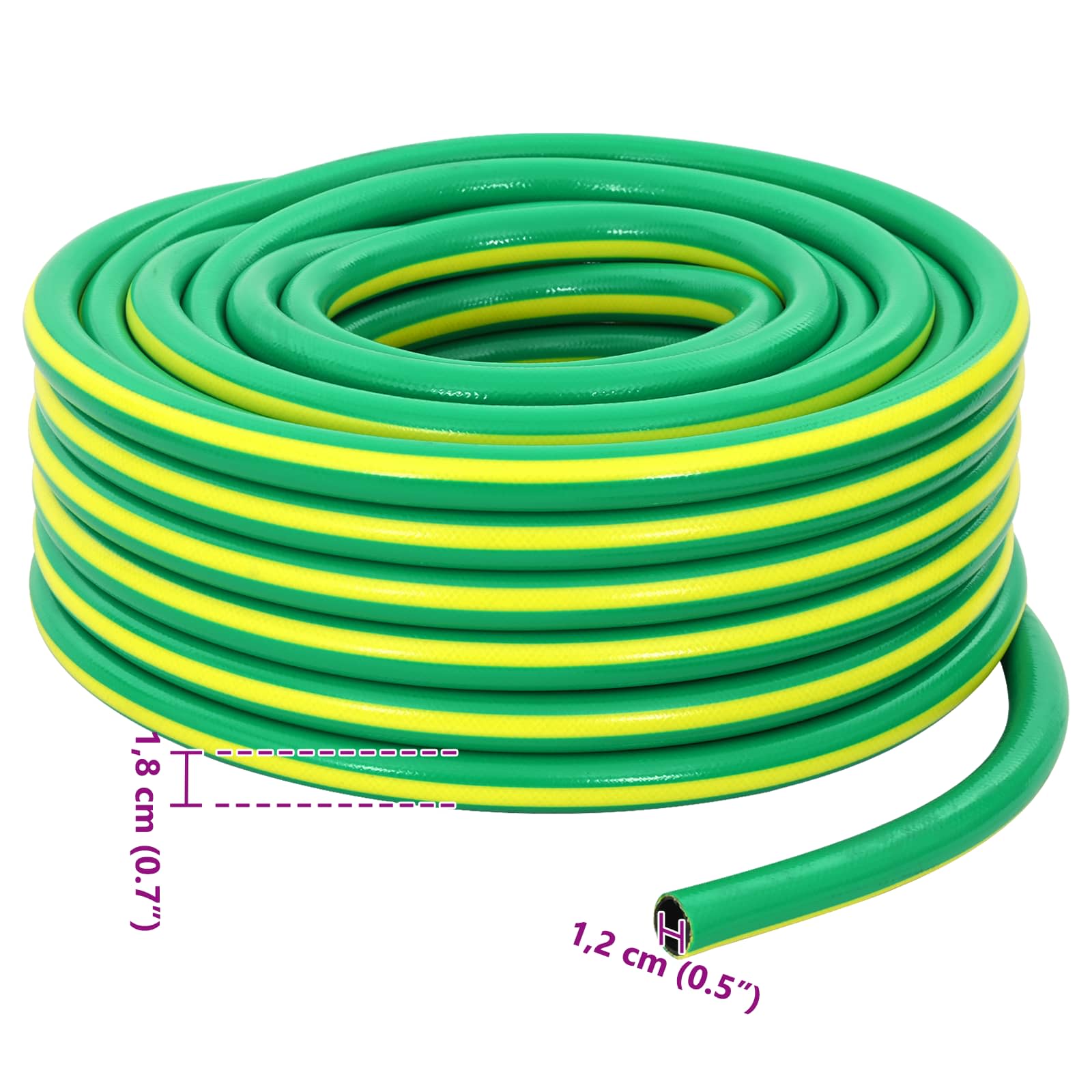 Gartenschlauch 5-lagig Grün und Gelb 1 / 2'' 10 m PVC