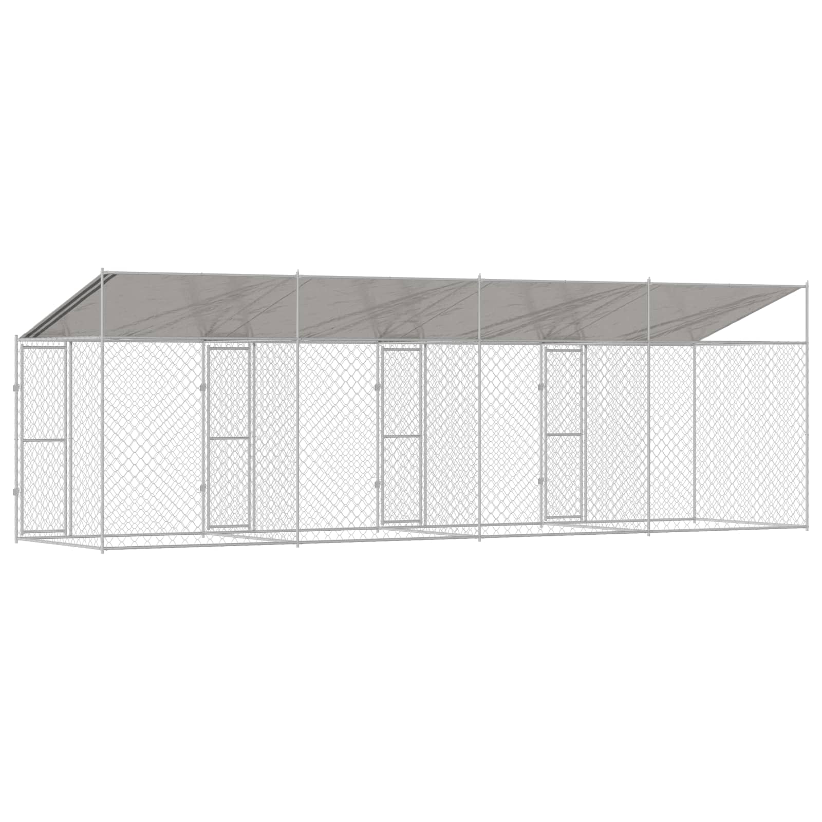 Hundezwinger mit Dach und Tür Grau 2x2x2 m Verzinkter Stahl