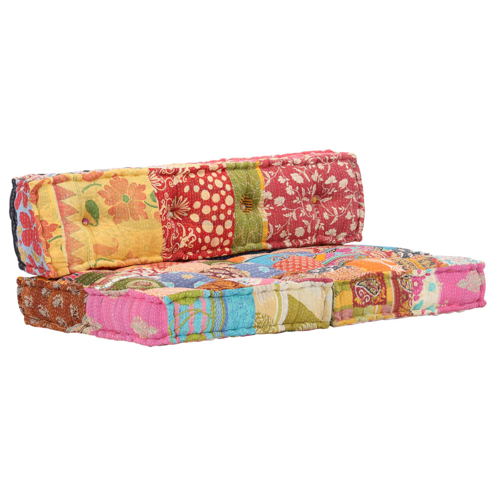 2-Sitzer Modularer Pouf Patchwork Stoff