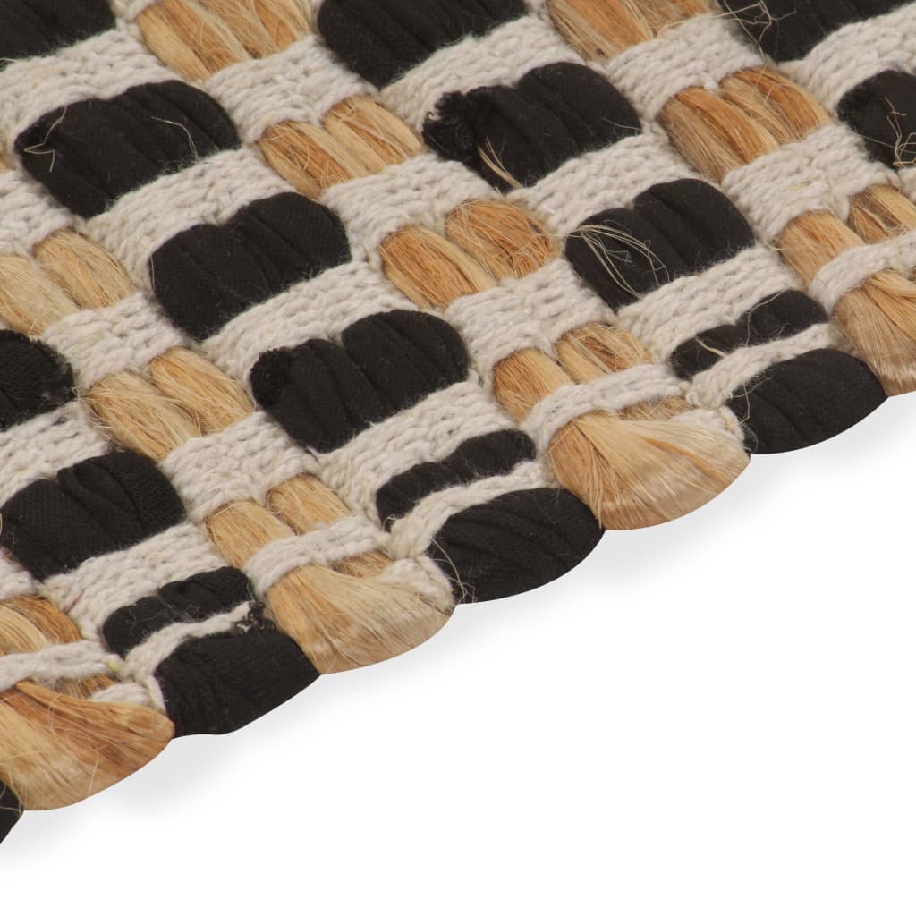 Handgewebtes Badematten-Set Jute Stoff Natur und Weiß