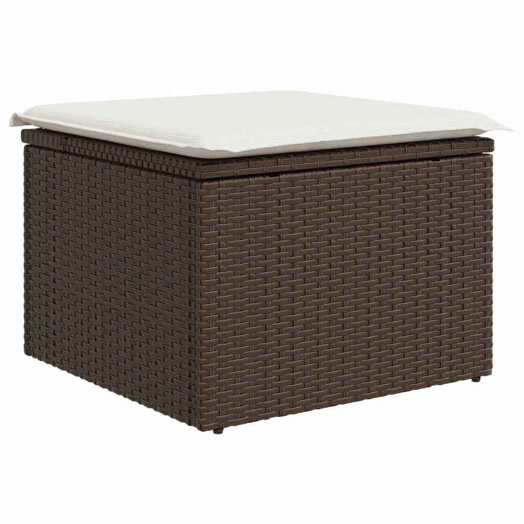 Gartenhocker mit Kissen Schwarz 55x55x37 cm Poly Rattan