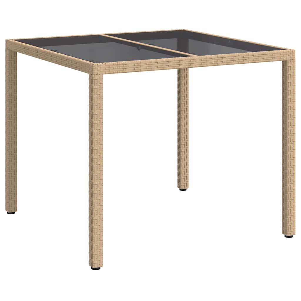 Gartentisch 150x90x75 cm Hartglas und Poly Rattan Grau