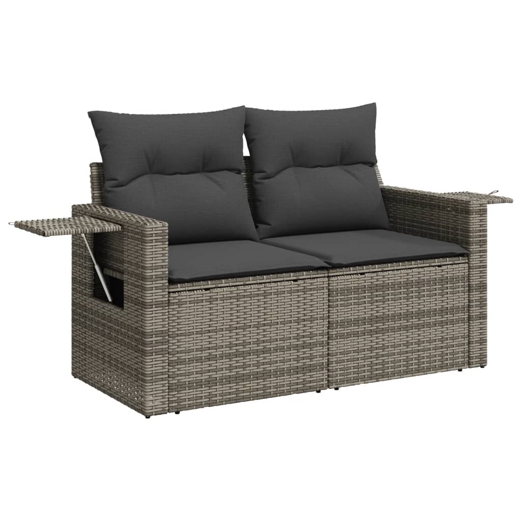 10-tlg. Garten-Sofagarnitur mit Kissen Schwarz Poly Rattan