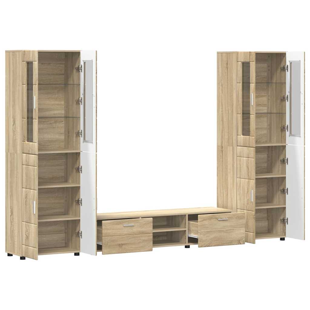 Highboard mit Regal FLORIN Weiß 60 x 35 x 182 cm Holzwerkstoff