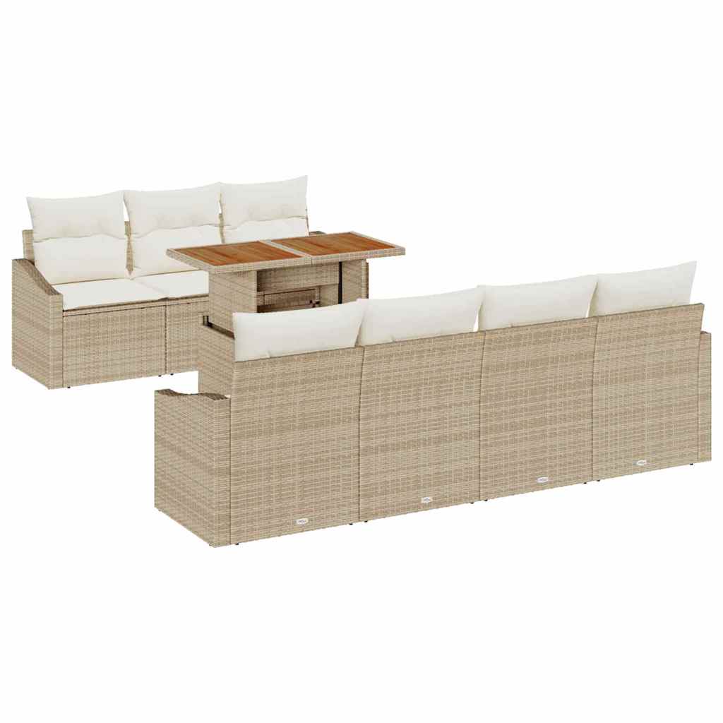 Garten Essgruppe mit Kissen 8 pcs Schwarz und Creme