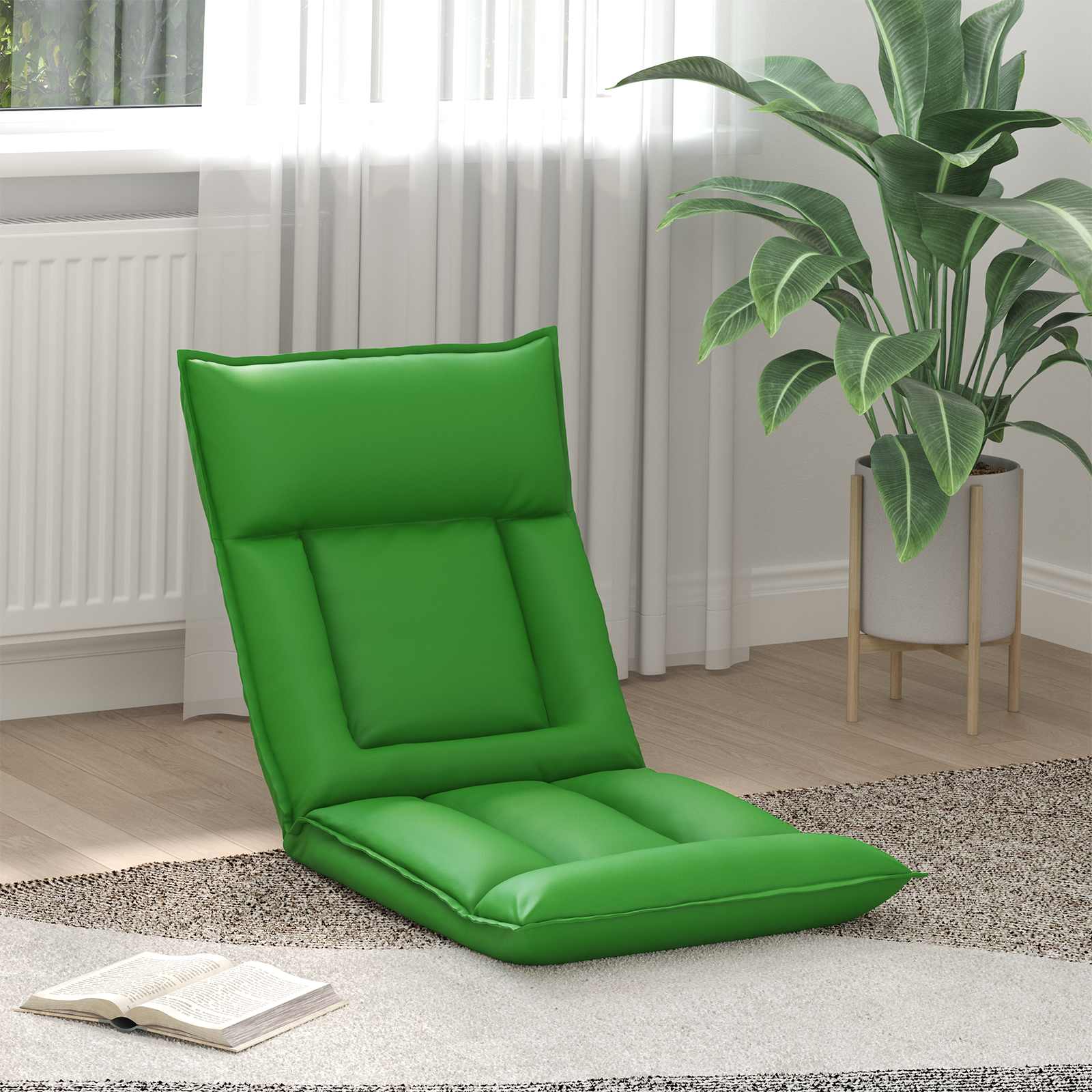 Verstellbarer Fußsessel Creme Kunstleder