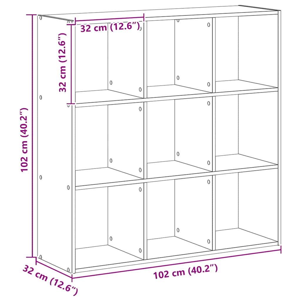 Bücherregal Schwarze Eiche 102 x 32 x 102 cm