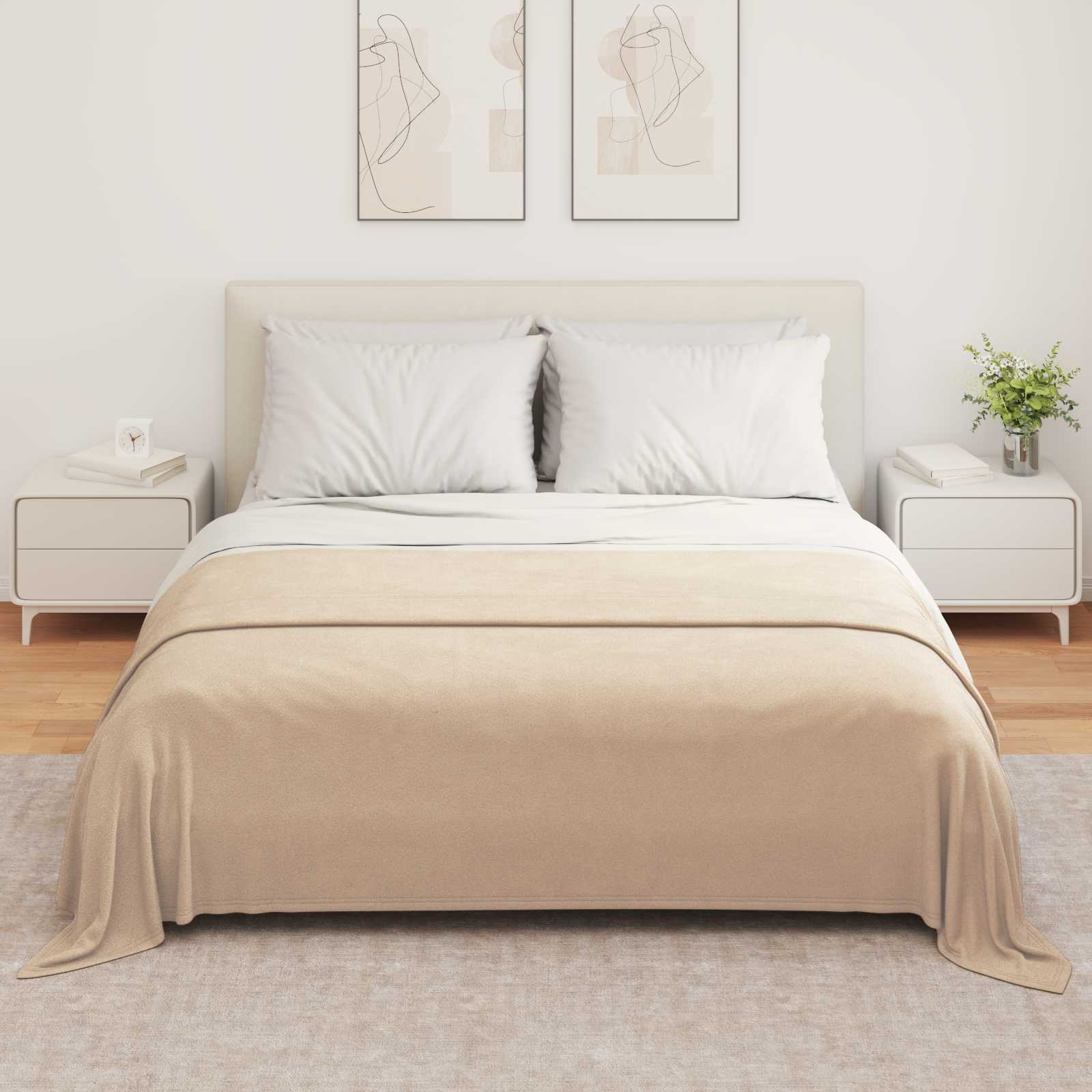 Überwurfdecke Creme 210 x 140 cm Fleece