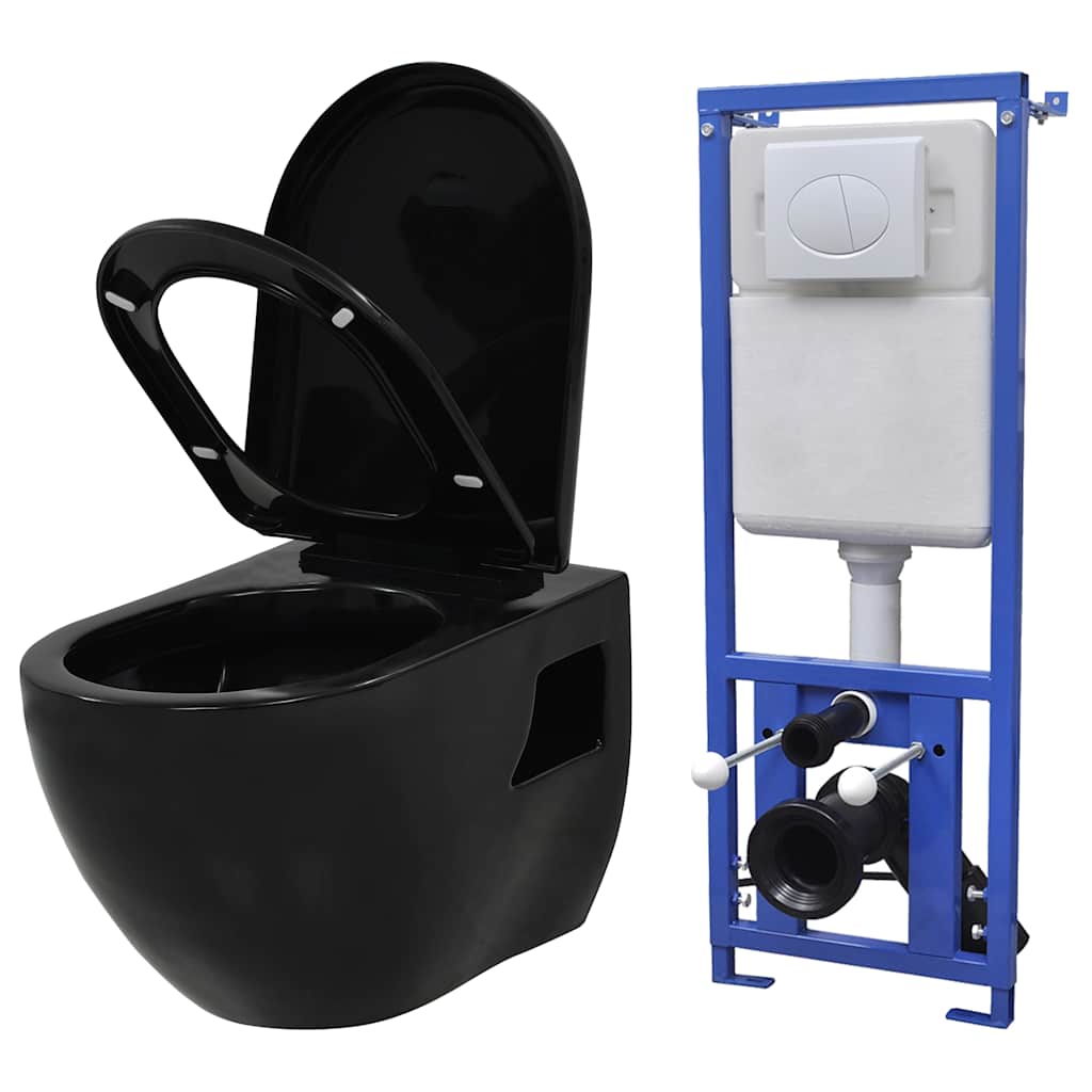 Hänge-Toilette mit Einbau-Spülkasten Keramik Weiß