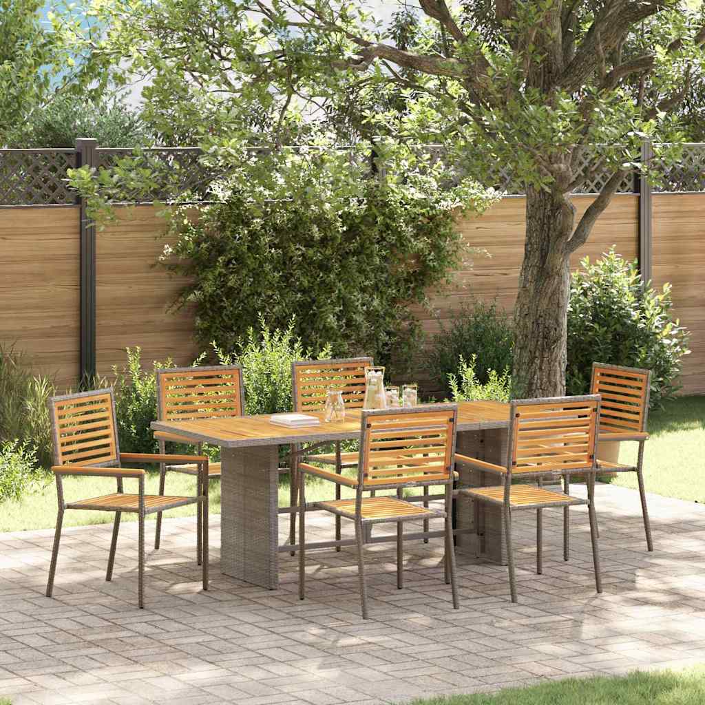 Garten Essgruppe 7 pcs Schwarz und Braun Poly-Rattan