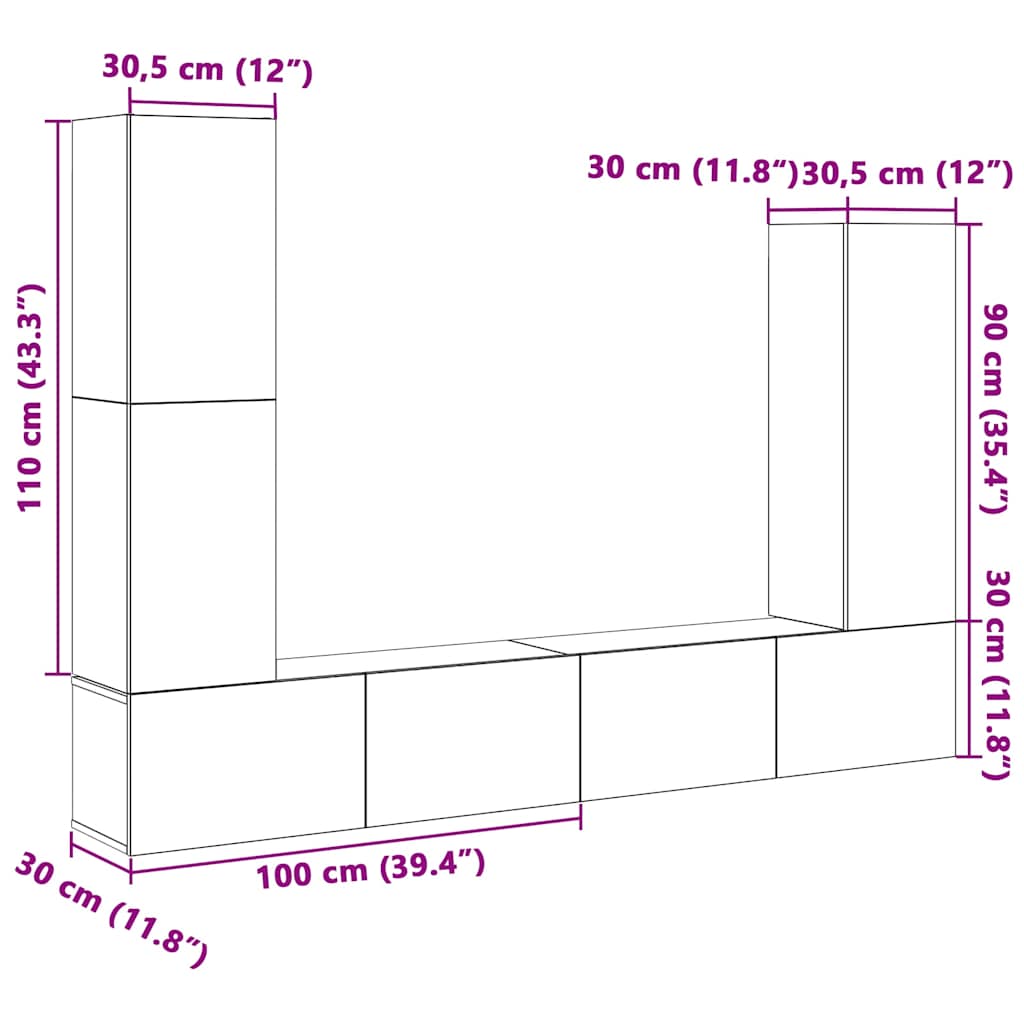 4-tlg. TV-Schrank-Set Weiß Holzwerkstoff