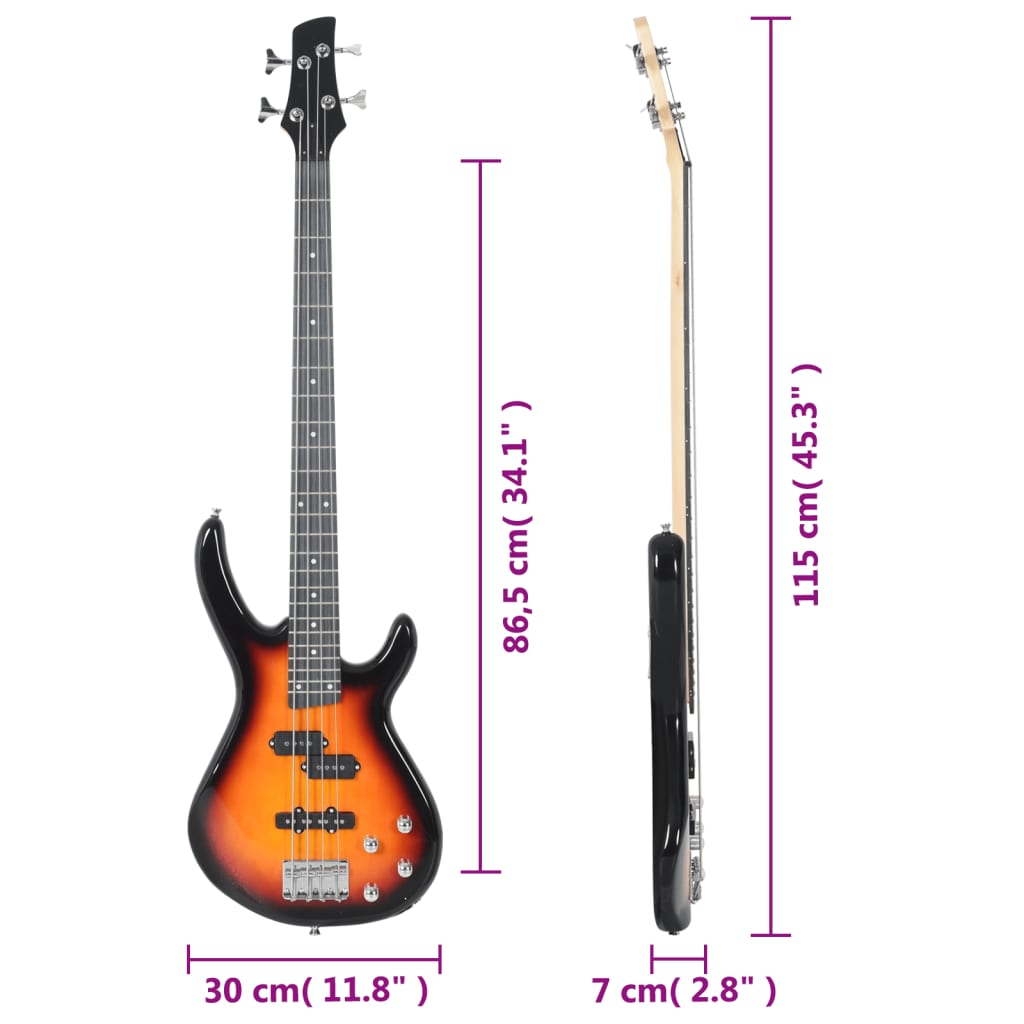 E-Bass für Anfänger mit Tasche Blau und Schwarz 4/4 46"